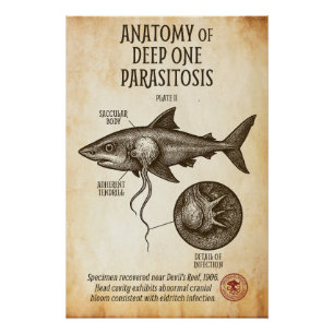 Vintager Innsmouth Shark Parasite Poster