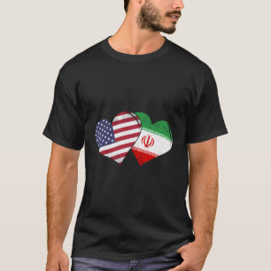 Vintager Iran - amerikanisches Flaggenherz für den T-Shirt
