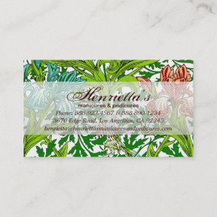 Vintager Iris-Vogel-Blumenmuster Williams Morris Visitenkarte