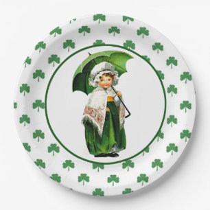 Vintager irischen Mädchen-St Patrick Pappteller