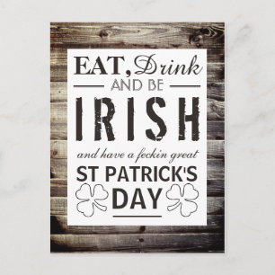 Vintager Irish Wood St Patrick's Day Postkarte