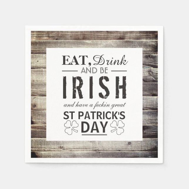 Vintager Irish Wood St Patrick's Day Serviette (Vorderseite)