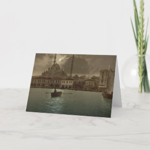 Vintager Istanbulcityscape mit Mondlicht Karte