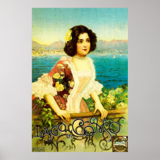 Vintager Italienischer See Como Reiseplakat | Lago Poster
