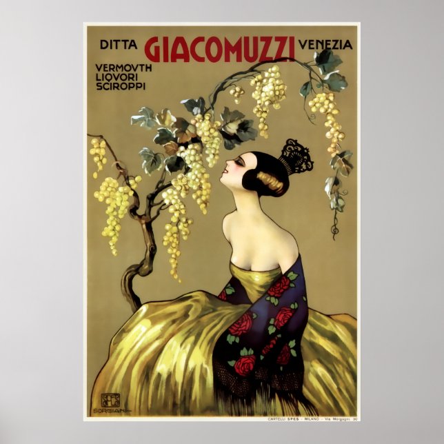 VINTAGER ITALIENISCHER WEIN 1900 POSTER (Vorne)