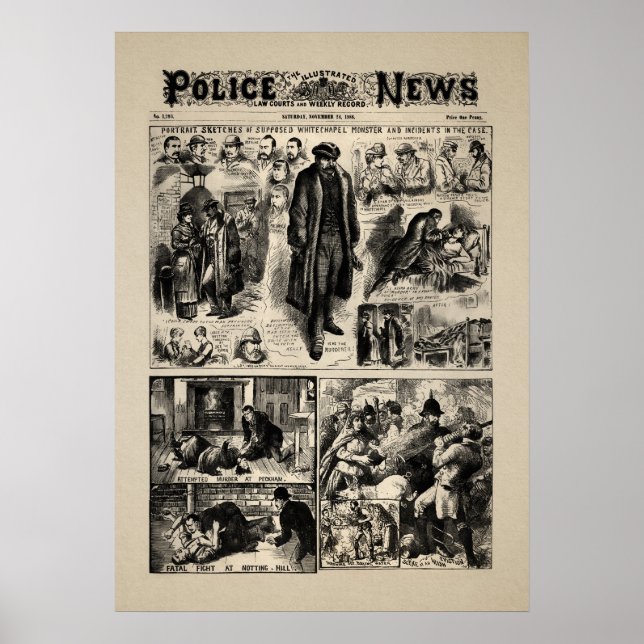 Vintager Jack der Ripper News Poster (Vorne)