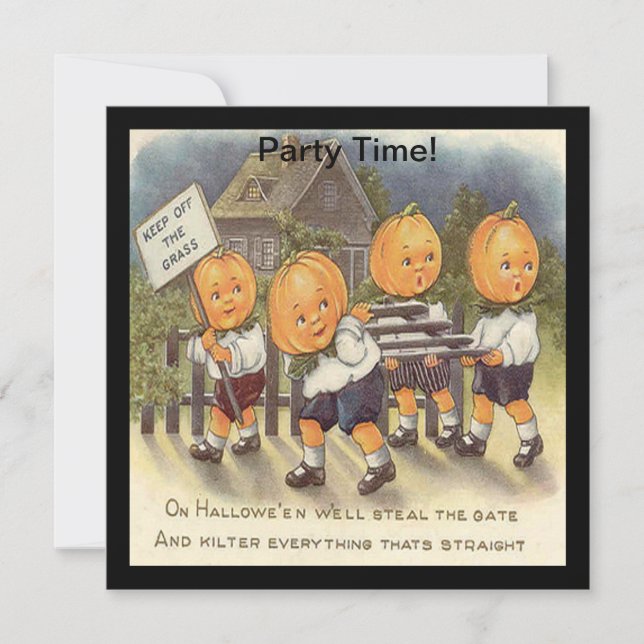 Vintager Jack o' Lantern Boys Stepptor Einladung (Vorderseite)