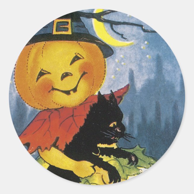 Vintager Jack o' Lantern Child Runder Aufkleber (Vorderseite)