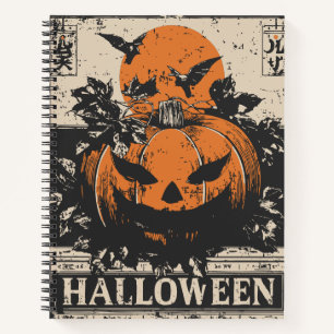 Vintager Jack-O’-Lantern Pumpkin Halloween Notizbuch
