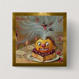 Vintager Jack o'Lantern mit goldenen Zierzinnen Button