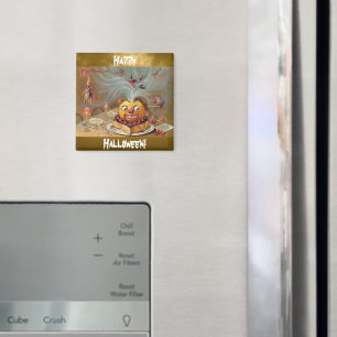 Vintager Jack o'Lantern mit Hexen Magnet