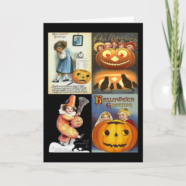 Vintager Jack oLantern mit Kindermontage Karte (Vorderseite)