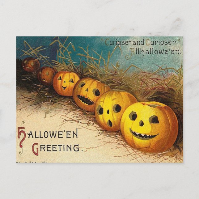 Vintager Jack O'Lanterns Halloween Postkarte (Vorderseite)