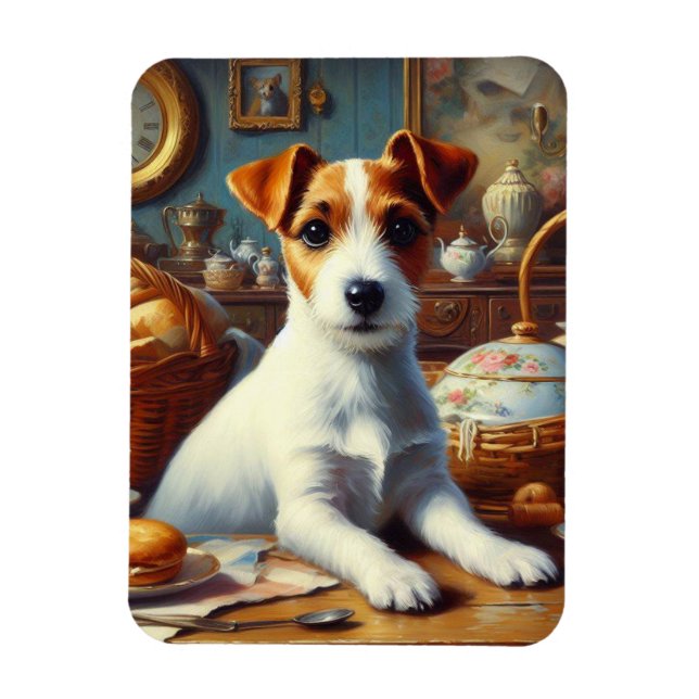 Vintager Jack Russell Terrier Painting Magnet (Vertikal)