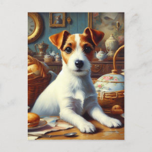 Vintager Jack Russell Terrier Painting Postkarte