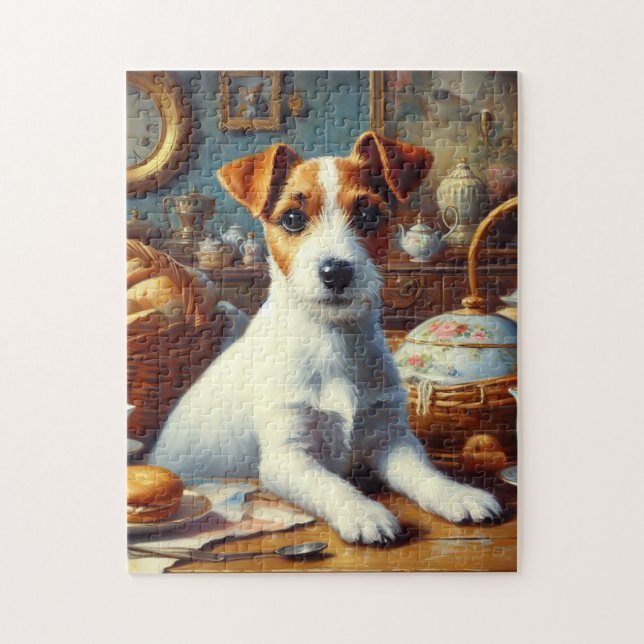 Vintager Jack Russell Terrier Painting Puzzle (Vertikal)