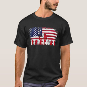 Vintager Jäger mit amerikanischer Fahne T-Shirt