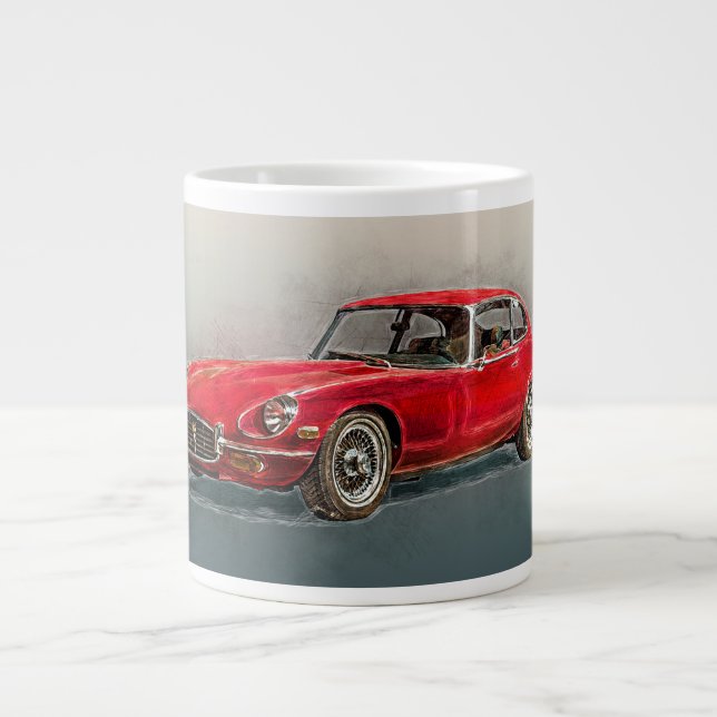 Vintager Jaguar-E-Typ Jumbo-Tasse (Vorderseite)