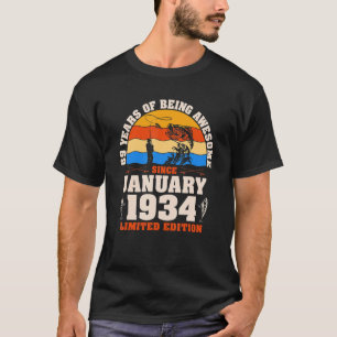 Vintager Januar 1934 89 Jährige Fischerei 89. T-Shirt