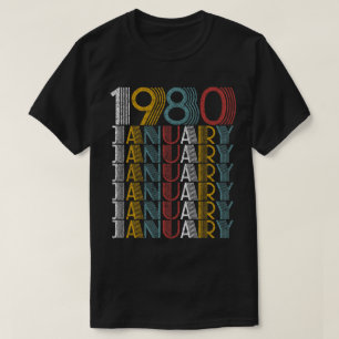 Vintager Januar 1980 Geburtstagsgeschenke Männer F T-Shirt