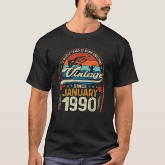 Vintager Januar 1990 33 Jährige Fischerei 33. T-Shirt