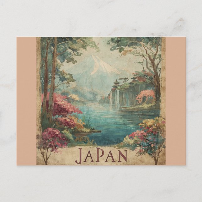 Vintager japanischer Berg Fuji Nature Travel Postkarte (Vorderseite)
