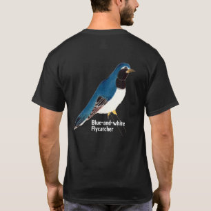 Vintager japanischer Bird Art Blue & White Flycatc T-Shirt