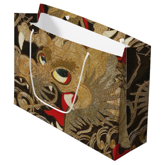 Vintager japanischer Drache Große Geschenktüte (Vorderseite Schrägansicht)
