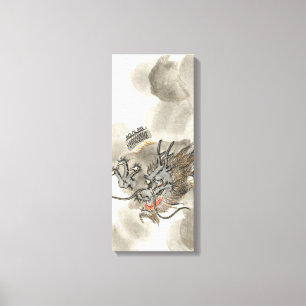 Vintager japanischer Drache-Krieger Leinwanddruck