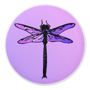 Vintager japanischer Drachenfliege, Amethyst lila Keramikknauf