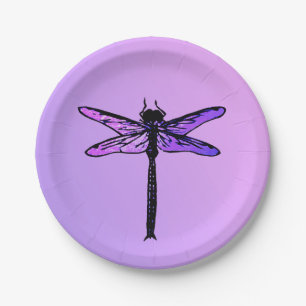 Vintager japanischer Drachenfliege, Amethyst lila Pappteller