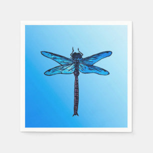 Vintager Japanischer Drachenfliege, Saphirblau Serviette