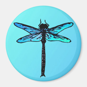 Vintager japanischer Drachenfliege, türkisblau Magnet