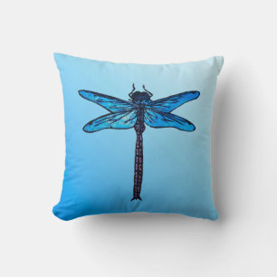 Vintager japanischer Dragonfly, saphil blau Kissen