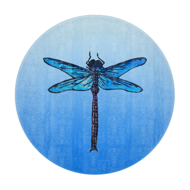 Vintager japanischer Dragonfly, saphil blau Schneidebrett (Vorderseite)