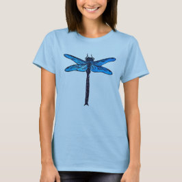 Vintager japanischer Dragonfly, saphil blau T-Shirt