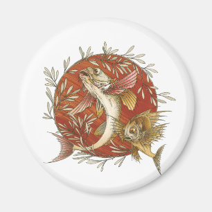 Vintager japanischer Fisch und Bambus-Blätter Kuns Magnet