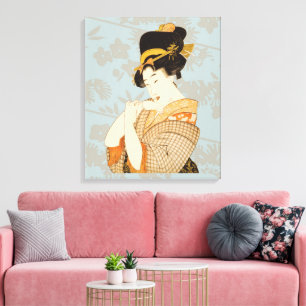 Vintager japanischer Geisha Girl Entertainer in Ki Leinwanddruck