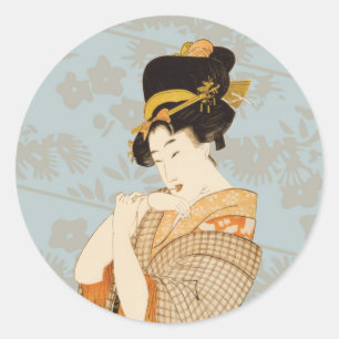 Vintager japanischer Geisha Girl Entertainer in Ki Runder Aufkleber