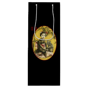 Vintager japanischer Geisha-Weinbeutel Geschenktüte Für Weinflaschen