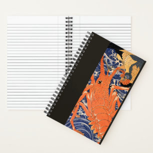 Vintager japanischer Hummer und Bird Notizbuch