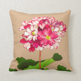 Vintager japanischer Hydrangea. Rosa und Grün Kissen