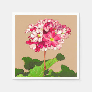 Vintager japanischer Hydrangea. Rosa und Grün Serviette