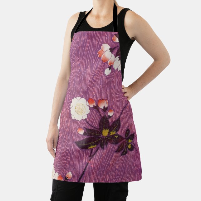 Vintager japanischer Kimono Textil, Kirschblüten Schürze (InSitu)