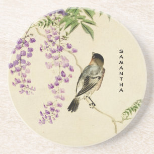 Vintager japanischer Lilac Sparrow Sandstone Unter Sandstein Untersetzer
