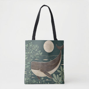 Vintager japanischer Linocut-Wald im Ozean
