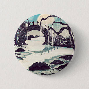 Vintager japanischer Mediationsgarten Button