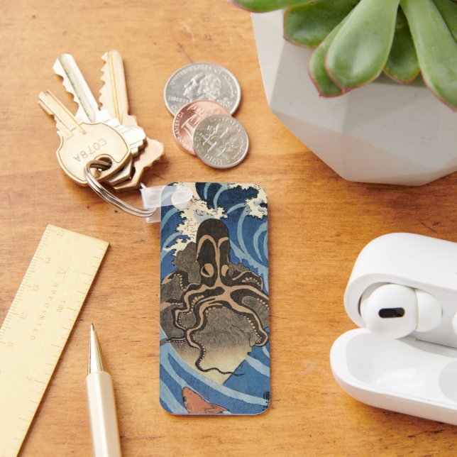 Vintager Japanischer Oktopus und Karpfen Schlüsselanhänger (Schreibtisch)