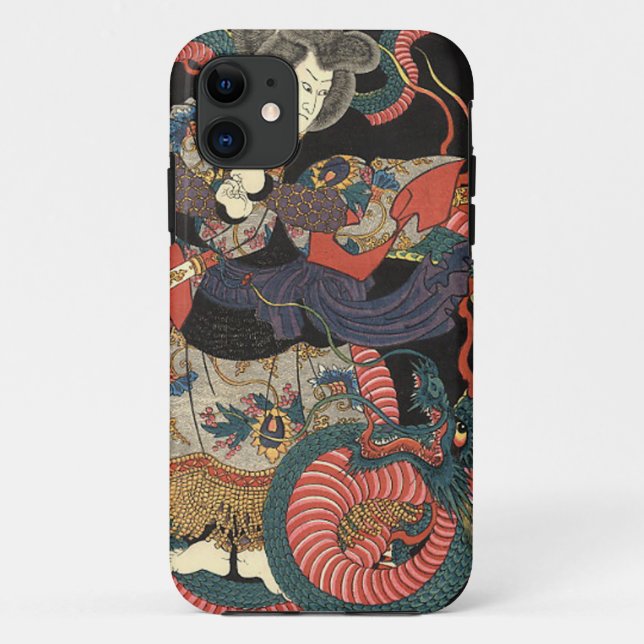 Vintager japanischer roter Drache Case-Mate iPhone Hülle (Rückseite)