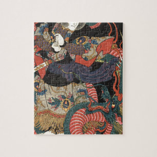 Vintager japanischer Roter Drache Puzzle